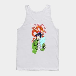 Geisha With Dragon Tank Top